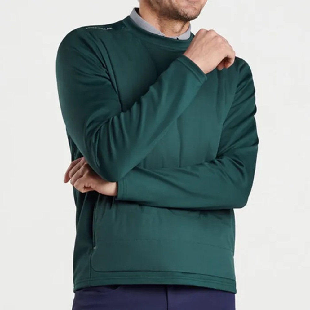 Peter Millar Balsam Green Bond Elite Crewneck Pullover MF23EZ47 Golf Long Sleeve